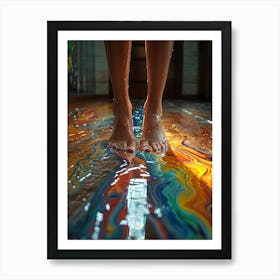 Person Standing On A Colorful Floor Art Print