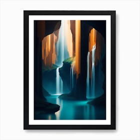 Waterfall In A Cave Art Print