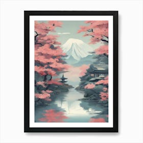 Japanese nature art Pink sakura Art Print