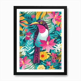 Tropical Bird Seamless Pattern Art Print