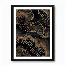 Abstract Gold Wavy Pattern Art Print