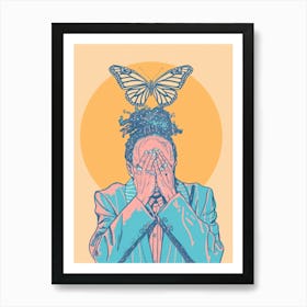 Butterfly On The Head Art Print