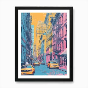 Soho South Of Houston Street New York Colourful Silkscreen Illustration 3 Art Print