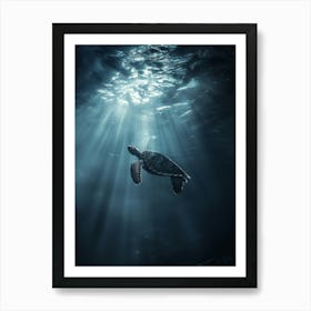 Sea Turtle In The Ocean. Generated AI. Art Print 3 Art Print