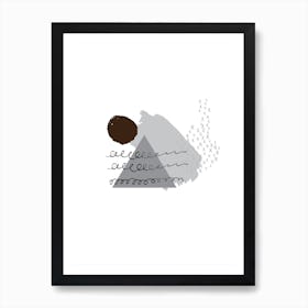 Abstract Grey Mountain and Sun Art Print