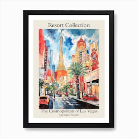 Poster Of The Cosmopolitan Of Las Vegas   Las Vegas, Nevada   Resort Collection Storybook Illustration 2 Art Print