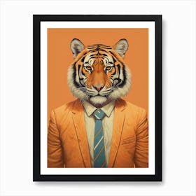 Tiger Illustrations Wearing A Business Suite 3 Art Print