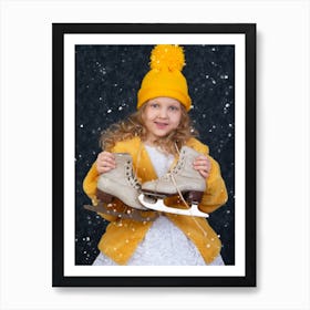 Little Girl With Ice Skates Art Print