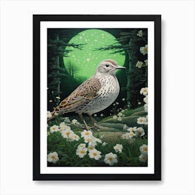 Ohara Koson Inspired Bird Painting Lark 1 Art Print