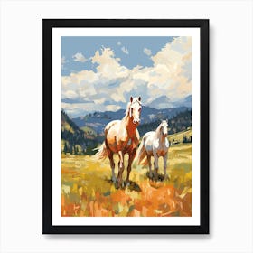 Horses Painting In Rocky Mountains Colorado, Usa 4 Art Print