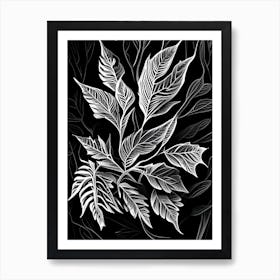 Myrtle Leaf Linocut 3 Art Print