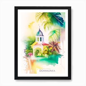 Dominica Beach Watercolour Pastel Tropical Destination Art Print