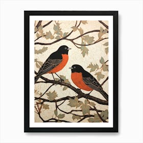 Art Nouveau Birds Poster Robin 4 Art Print