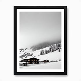 Livigno, Italy Black And White Skiing Poster Art Print