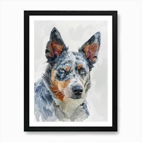 Australian Shepherd Dog Watercolor Painting 3 Art Print