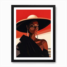 Illustration of an African American woman at the beach 80 Art Print