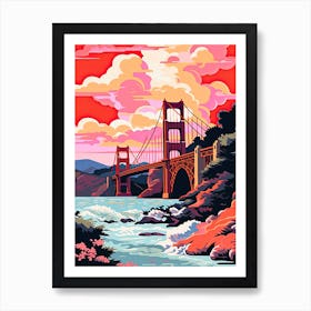 Golden Gate Bridge San Francisco Colourful 1 Art Print