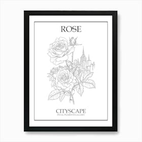 Rose Cityscape Line Drawing 4 Poster Art Print