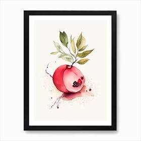 Pomegranate Herb Minimalist Watercolour 2 Art Print