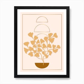 Golden Ginkgo Tree Shabby Chic Boho Botanical Art Print