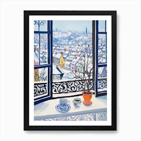 The Windowsill Of Zurich   Switzerland Snow Inspired By Matisse 3 Art Print