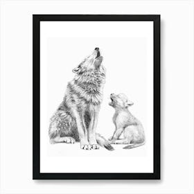 Wolf And Cub Art Print