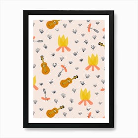 Fireside Songs - Scattered Bonfires, Guitars, and Hot Dogs Art Print