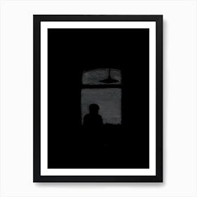 Silhouette Of A Man In The Dark Art Print