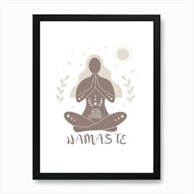 NAMASTE SUN | Yoga, Life, Wellness, Mindfulness, Balance, Calm, Meditation, Silhouette, Minimalism, Nude, Harmony, Peace Art Print