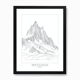 Mount Logan Canada Line Drawing 2 Poster Art Print