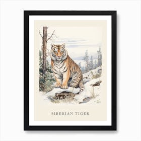 Beatrix Potter Inspired  Animal Watercolour Siberian Tiger 2 Art Print