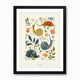 Colourful Insect Illustration Snails Poster Art Print