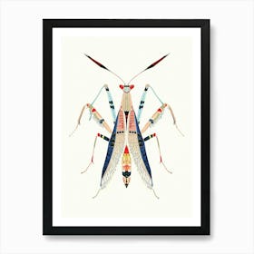 Colourful Insect Illustration Praying Mantis 5 Art Print