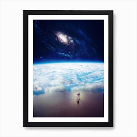 Surfer Walk On Earth Beach Art Print