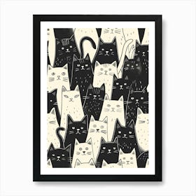 Perfectly Repeatable Artwork With Cute Cat Faces 38 Art Print