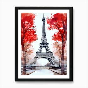 Paris Eiffel Tower Watercolor Polaroid Motif Art Print