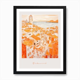 Dubrovnik Croatia 2 Orange Drawing Poster Art Print