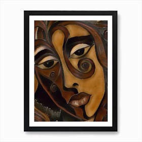 Brown Face Of A Woman Art Print