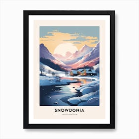 Winter Night  Travel Poster Snowdonia National Park 1 Art Print
