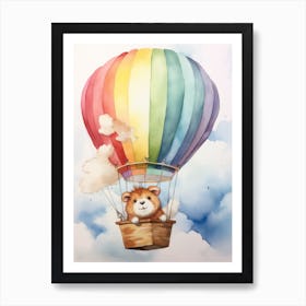 Baby Guinea Pig 1 In A Hot Air Balloon Art Print