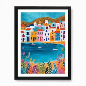 Kitsch Colourful Mykonos 2 Art Print