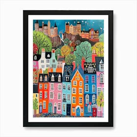 Kitsch Colourful Edinburgh Cityscape 1 Art Print