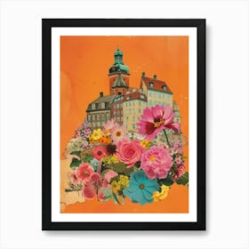 Copenhagen   Floral Retro Collage Style 1 Art Print
