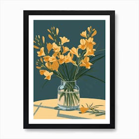 Freesia Flowers On A Table   Contemporary Illustration 3 Art Print