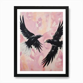 Pink Ethereal Bird Painting Raven 1 Art Print