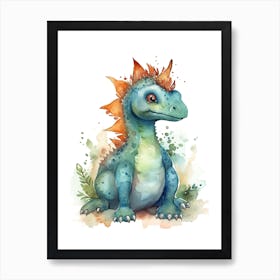 Sauroposeidon Cute Dinosaur Watercolour 4 Art Print