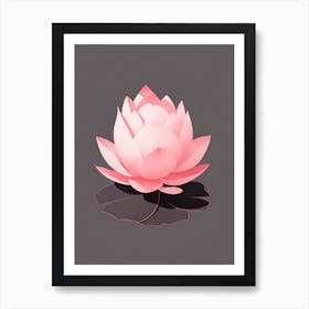 A Pink Lotus In Minimalist Style Vertical Composition 78 Art Print