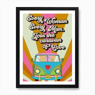 Caravan Of Love Retro Colourful Art Print