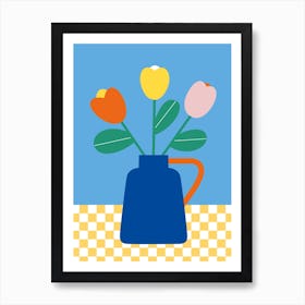 Blue Vase With Tulips Art Print