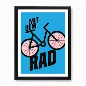 Blue Gcse German I Like To Ride My Bike Typographic Art Print
